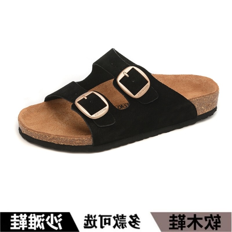 Large Buckle Slippers Fashion Buckle Couples Cork Slippers Fashion Women's Ankle Buckle Sandals