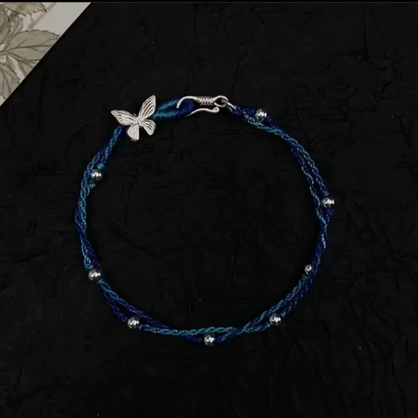 New Chinese Style Klein Blue Braided Rope Bracelet for Women, Popular National Trend, Light Luxury, High Appearance, Versatile Hand Jewelry