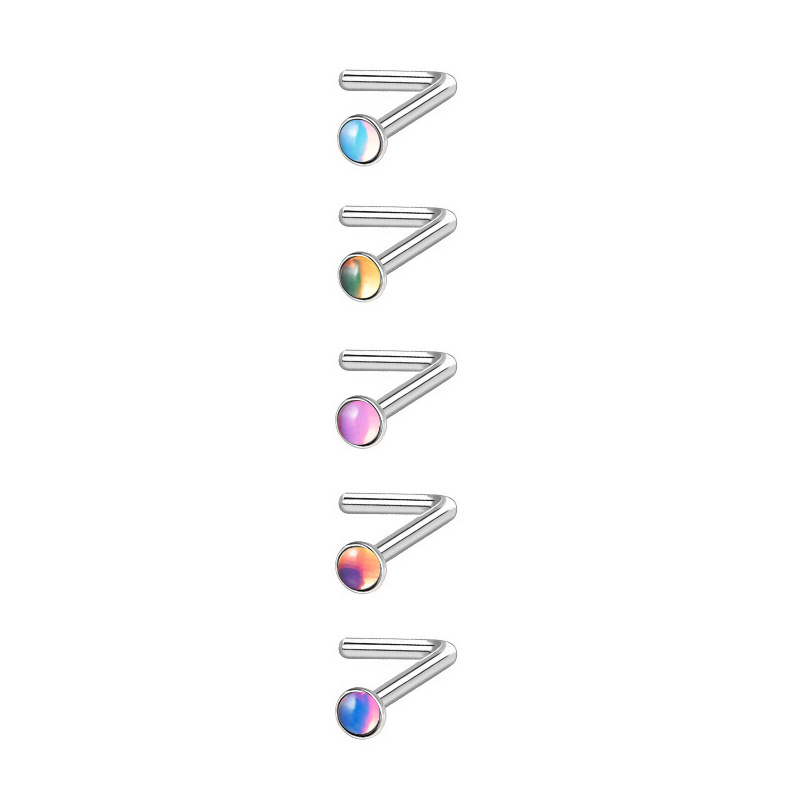 Oil Drip Gradient Color Stainless Steel 20G Fashion C Lip Ring S Stud L Rod Nose Jewelry Piercing Accessories_voghion.com
