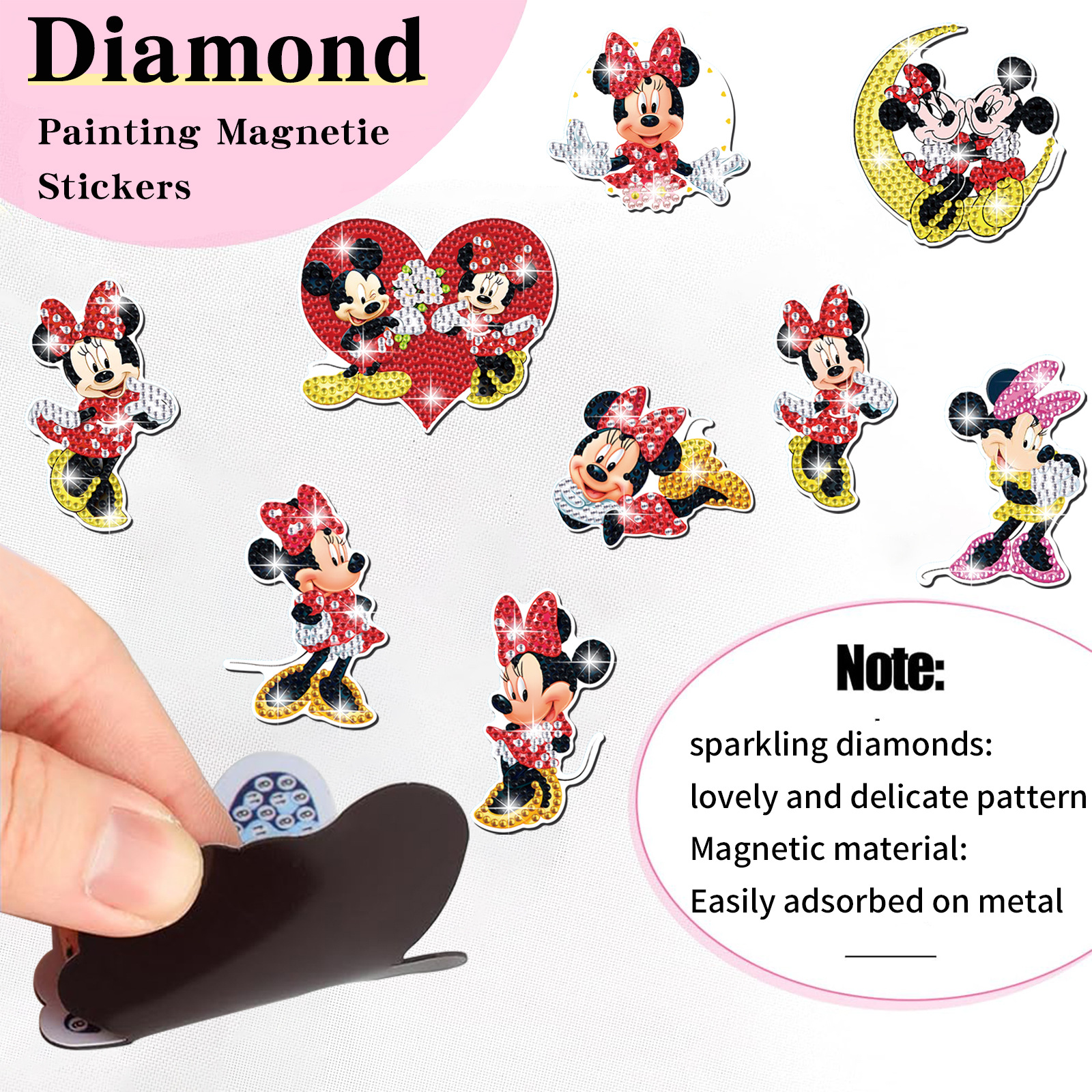 Transfronterizo Minnie ratón magnetismo dibujo de diamante pegatinas de refrigerador para niños DIY creativo mampostería pegatinas juguetes al por mayor