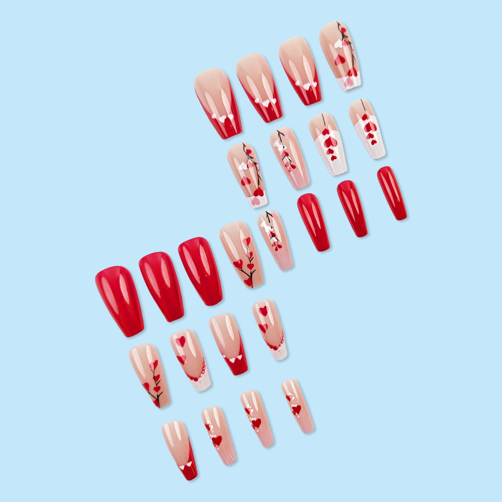 Decoración de Uñas Estilo Ballet, Superventas Internacional, Uñas en Forma de Corazón en Rosa Suave que Realzan la Elegancia, Pegatinas de Uñas con un Toque Romántico, Dulce y Fresco