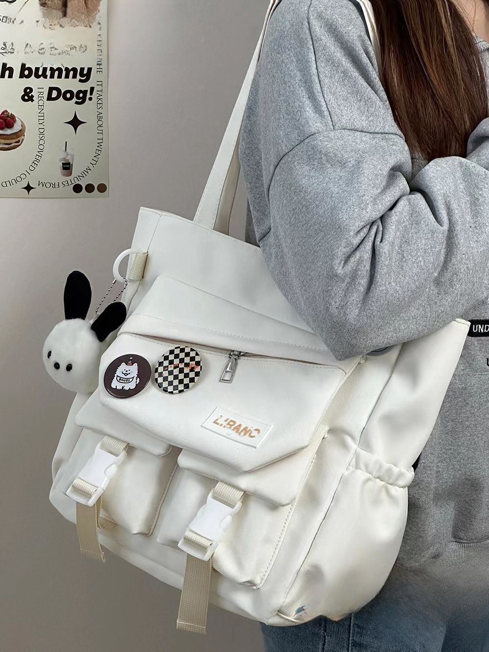 Japanese-style simple and versatile single-shoulder bag, soft girl handbag, student large-capacity tote bag for class commuting, girls undefined