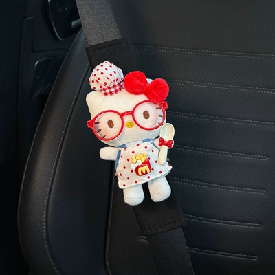 Sürətlər qutusu və əl tormozu başlıqları Seat Belt Decoration Children's - authentic-kt-shoulder-pads-black-plush-red-knot-fries-polka-dot-chef-single