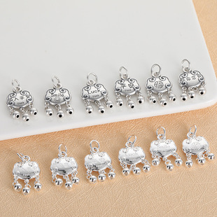 Bell Pendant Ping An Fu Long Life Lock 999 Silver Solid Stereo Ruyi Xiangyun Bell Small Lock Pendant diy Silver Accessories