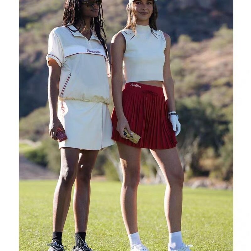 Korean Golf Skirt 24 Spring and Summer Women's Golf Logo Breathable Pleated Skirt