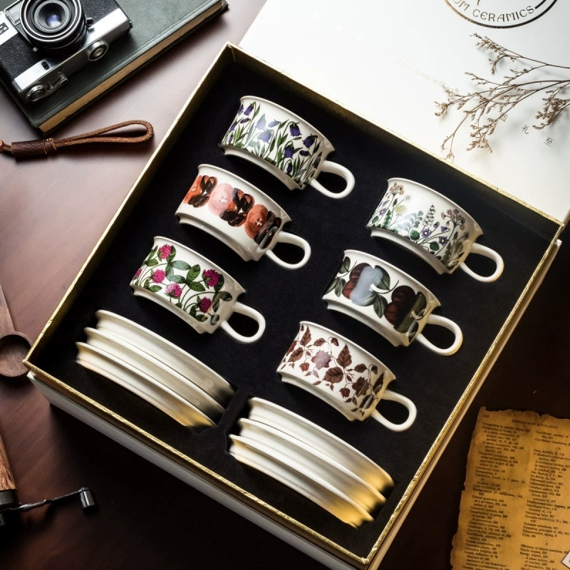 Ретро чашка керамическая изысканная высококачественная средневековая рука кофе чашка подружка ручной росписью набор для домашнего послеобеденного чая подарочная коробка