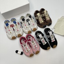 2025东莞货新款可拆卸扣饰牛皮尼龙拼色新版大头运动鞋休闲阿甘鞋