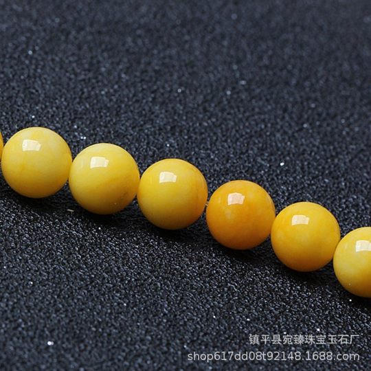 Chicken fat yellow beeswax color jade loose beads round beads single diy back Cloud material hand woven beaded accessories jewelry