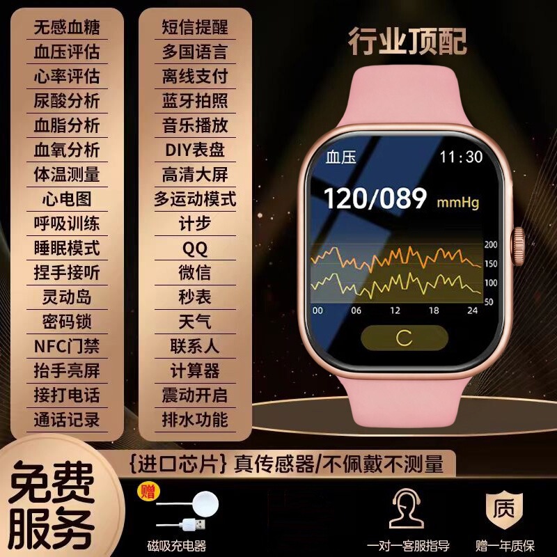 Non-invasive, needle-free blood glucose monitoring smartwatch with Bluetooth connectivity for heart rate, blood pressure, and blood oxygen level measurement Non-invasive, needle-free blood glucose monitoring smartwatch with Bluetooth connectivity for heart rate, blood pressure, and blood oxygen level measurement