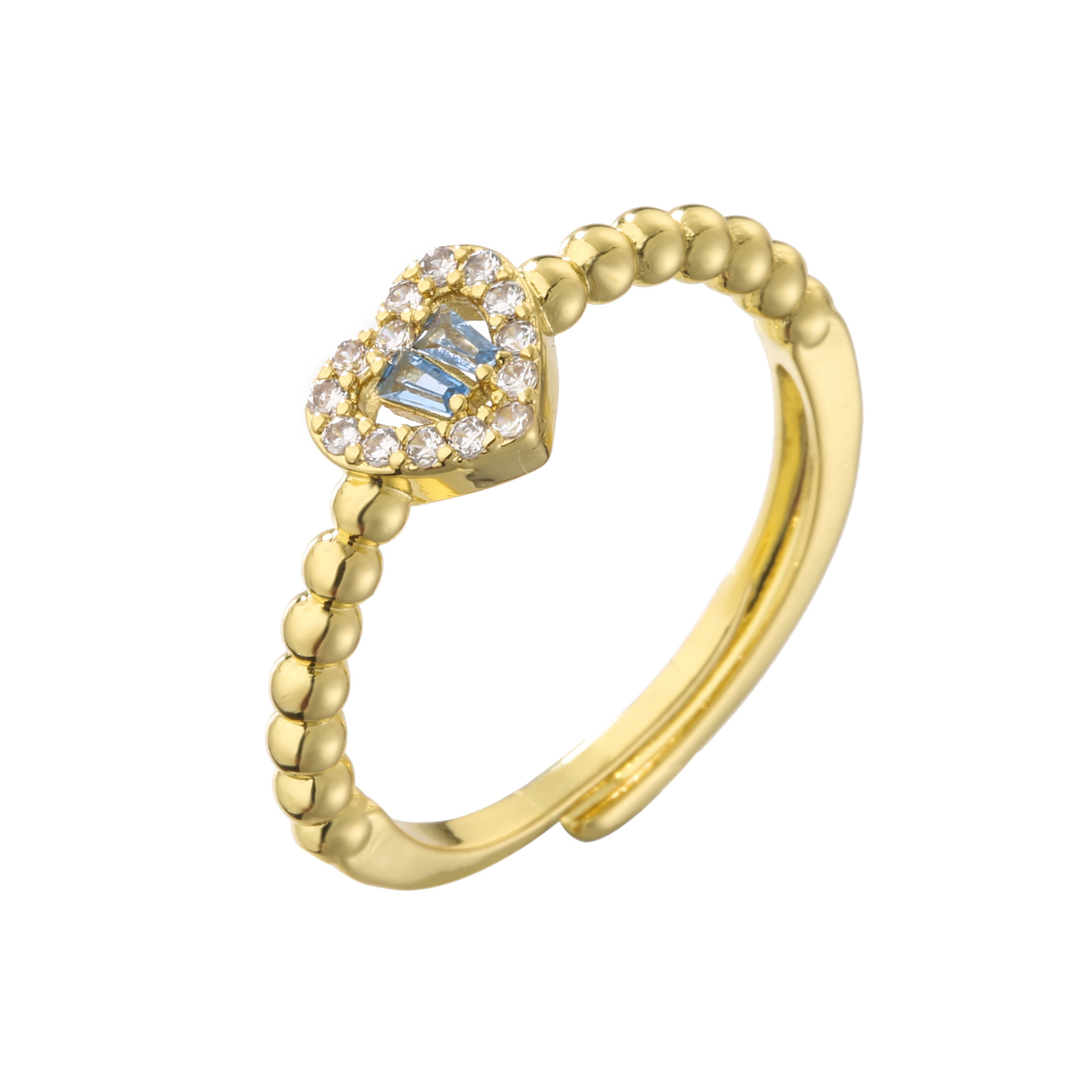 Copper Material Heart Pattern Copper Plating Heart Zircon Copper Rings