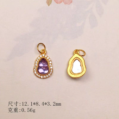 diamond-encrusted gourd s925 silver-plated through-hole – Zərgərlik ara hissələri - diamond-encrusted-gold-plated-amethyst-gourd-lifts-one