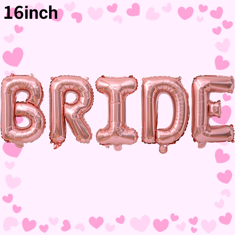 Globos de letras de aluminio para novias, superventas transfronterizos, en dorado, plateado y oro rosa con la inscripción BRIDE, para decoraciones de bodas y despedidas de soltera. image 9