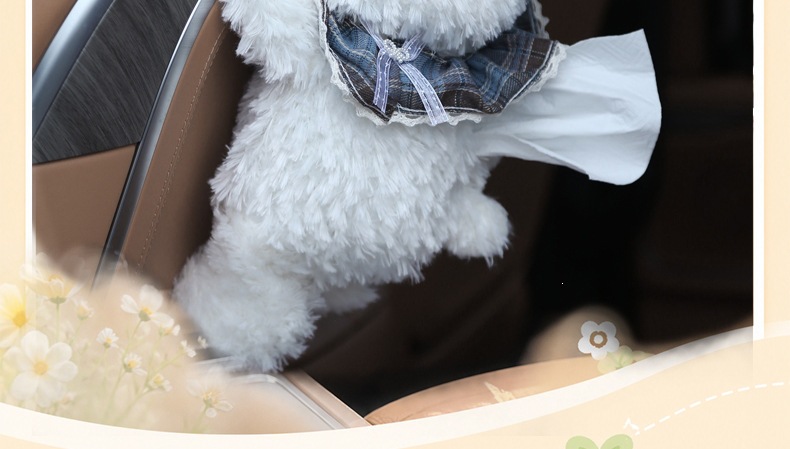 Creative and cute plush car tissue bag, hanging tissue box for car, plush hanging tissue bag