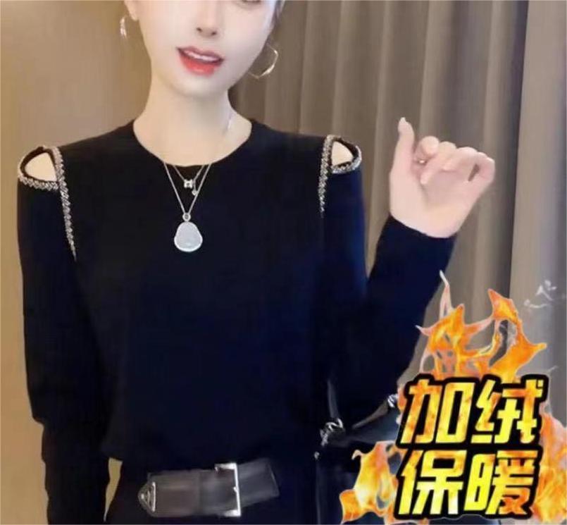 6812-블랙-긴소매-벨벳 및 두꺼워짐