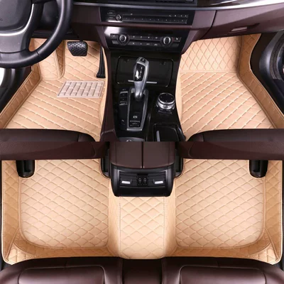 Fang RAV4 fully surrounded car Modelə uyğun ayaqaltı - five-seat-car-foot-mat-beige-bow