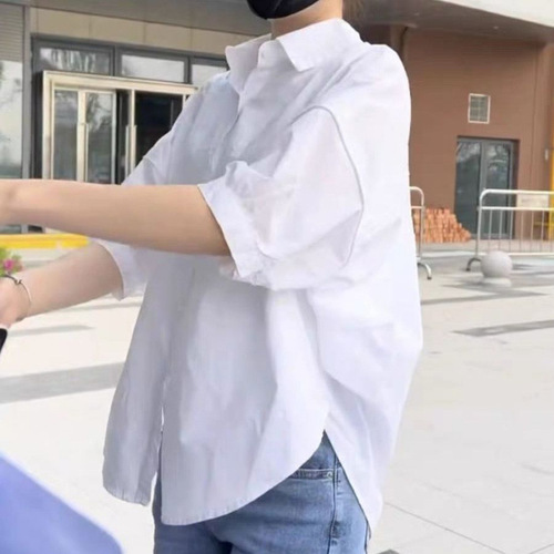 White Short Sleeve Women's Summer Shirt Small Size French Style Design Focused Uniquely Stylish Top 2025