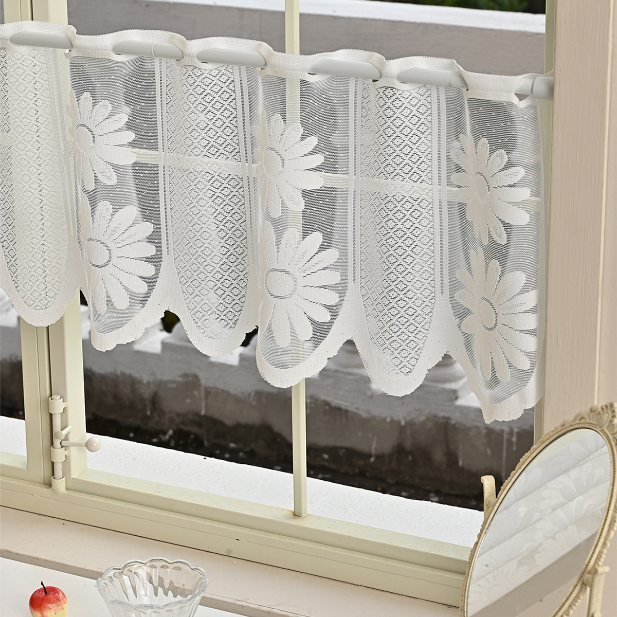 Nuevas flores gemelas transfronterizas cortinas de dos piezas cortinas de ventana de tela de tela de urdimbre cortinas de encaje de cocina al por mayor