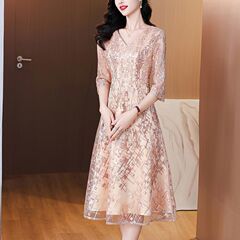 高贵年轻喜婆婆婚宴装2025新款香槟色妈妈婚宴礼服婚礼女方婆婆装