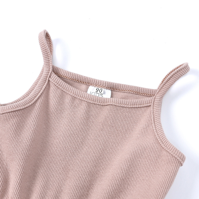 Mid Waist Waist Line Princess Cute Solid Color Cotton Girls Dresses