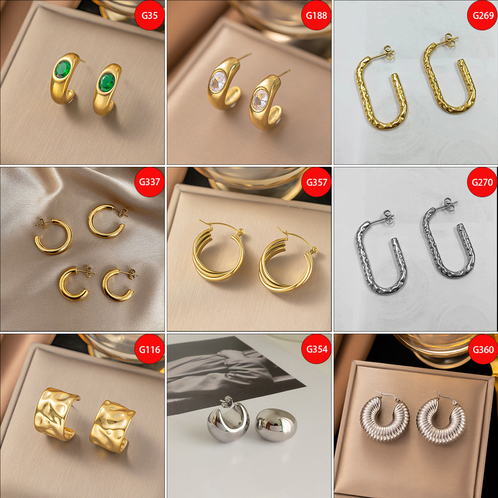 Holiday, Daily Occasion 304 Stainless Steel Material PVD Coated Real Gold Plated Geometric Titanium Steel Casual Simple Style Waterproof Non Tarnish Ear Cuffs Earrings Ear Studs