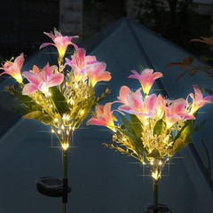 太阳能7头百合花灯led太阳能仿真花庭院灯户外仿真花插地灯
