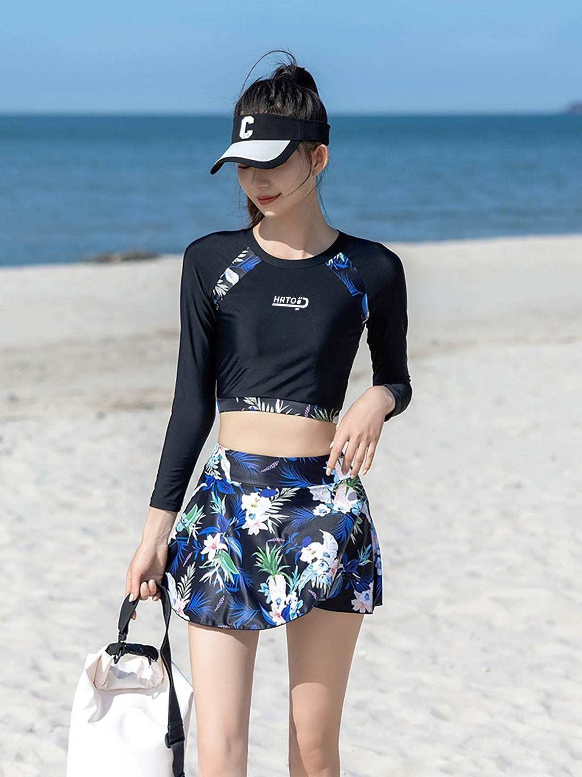 Mangas largas trajes de baño divididos para estudiantes conservadores de dos piezas, trajes de baño para cubrir el vientre y adelgazar 2024 nuevos trajes de baño de aguas termales