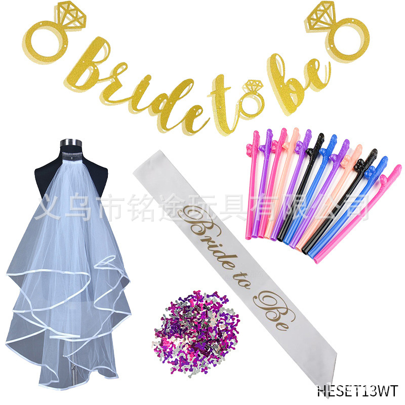 HESET13WT velo correa de hombro confeti paja cadena bandera CONJUNTO DE 5 piezas