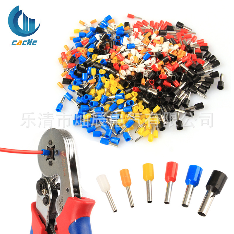 600pcs袋装冷压管型端子 接线端子连接器+0.25-10冷压端子压线钳