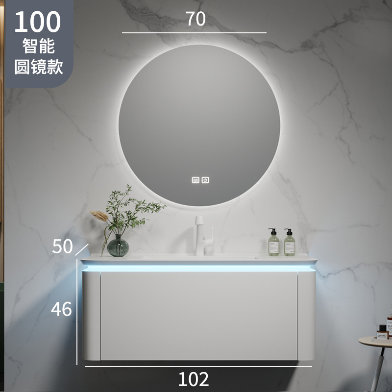 Mueble de baño de cerámica cuenca integrada lavabo de madera maciza lavabo gabinete de baño de cerámica integrada combinación gabinete de lavabo