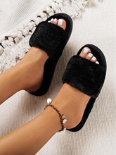 G 24417 Furry Slippers Women Indoor Lazy Flat ëë��Ь