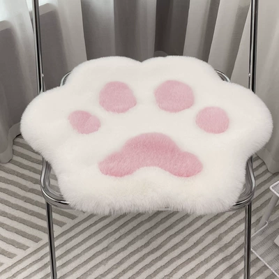 Ins Style Cute Cat Claw Chair Cushion Small Footprint Cushion Computer Leisure Chair Stool Cushion Dressing Table Floor Mat Carpet (Car Carpet) - whitepink-cat-claw-short-hair-4040cm