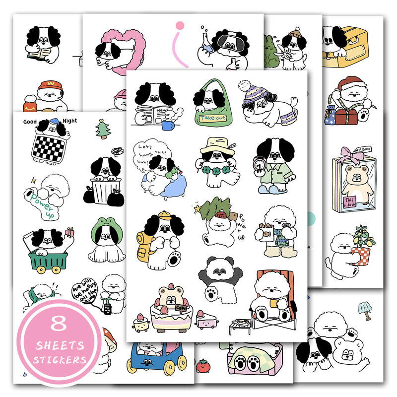 8 Pieces of Korean ins Style Handbook Collage Material Decorative Stickers Cute Puppy Graffiti Childlike Animal Die-cut Stickers 8 Pieces of Korean ins Style Handbook Collage Material Decorative Stickers Cute Puppy Graffiti Childlike Animal Die-cut Stickers