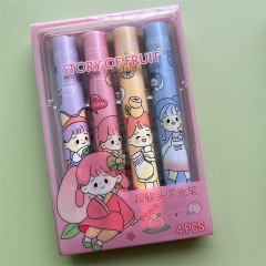 Cute Fluorescent Pen Soft Head Ins Etc. Flower Pole Multi-color Pen Marking Key High Beauty Eye Protection Light Color Marker 