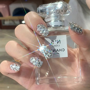 Hands -311 Silver Shining Diamond False Nails Elegant Shining Cross-border Wear Nail Patch 24 Nail Patch Wholesale