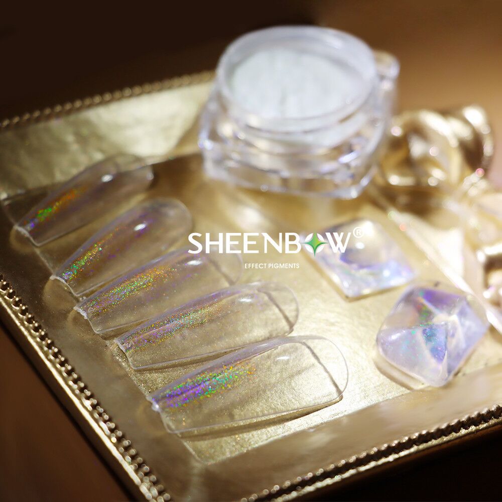 新光学网红女神款彩虹镭射白夏季仙女半透明粉鑫铂厂家白色珠光粉