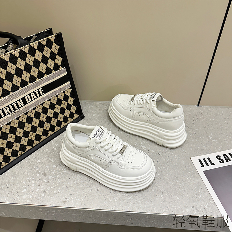 2025春夏秋厚底舒适耐磨防滑透气系带韩版内增高小白鞋女休闲鞋|undefined