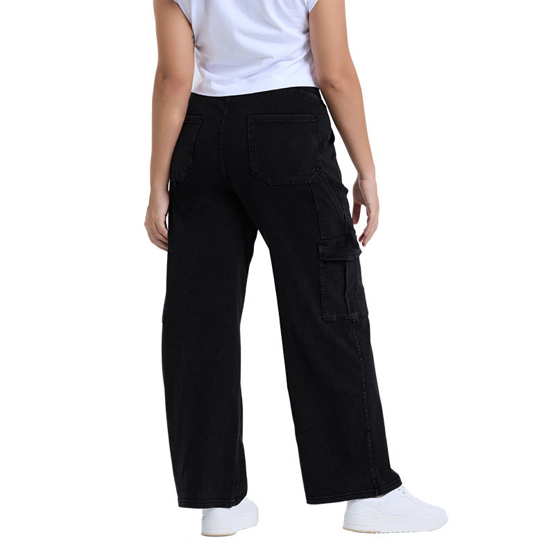 Venta caliente transfronteriza más tamaño pierna ancha bolsillo yoga jeans cintura alta de las mujeres Levantamiento de cadera adelgazamiento largo desgaste exterior pantalones Casuales