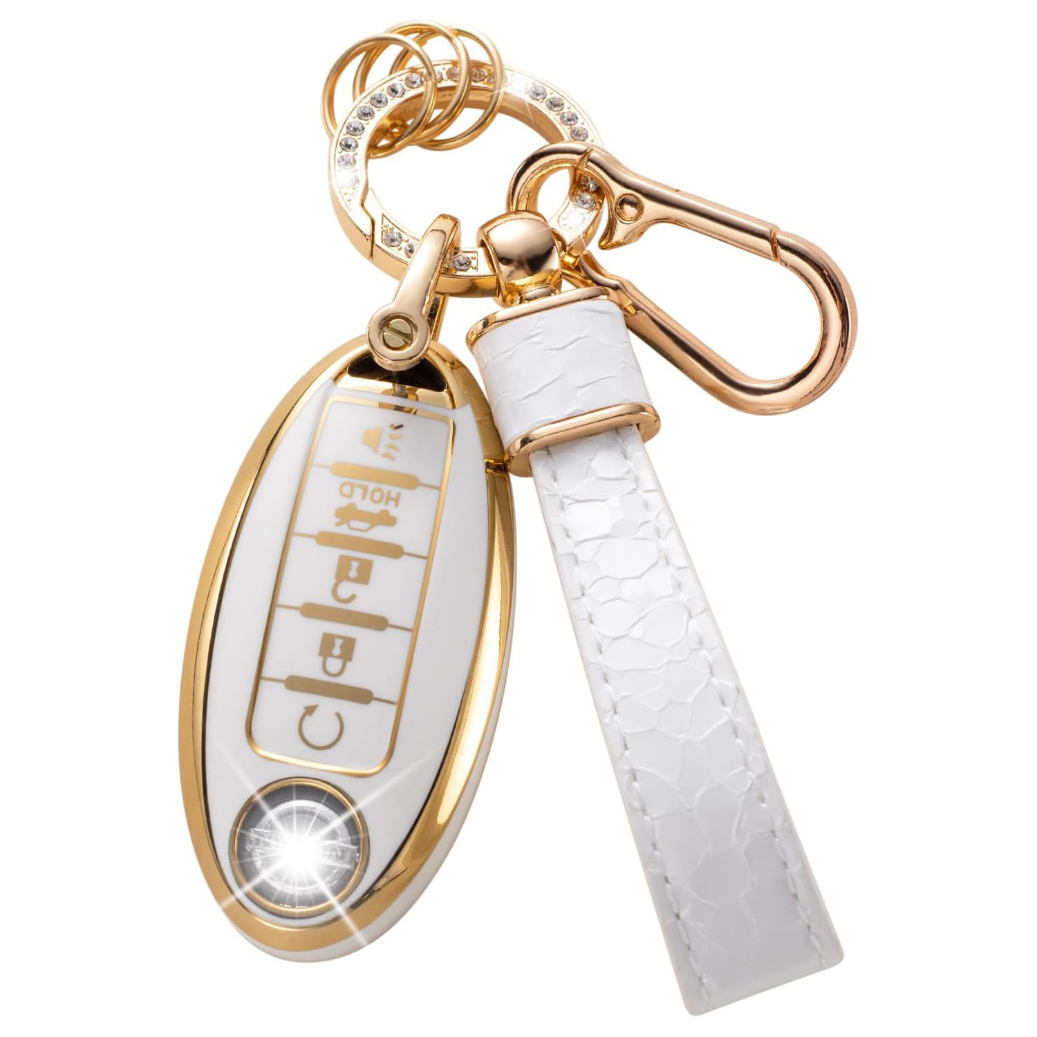 Cross-Border Hot-Selling Gold Edge Key Cover Pendant Car Key Bag Stone Pattern Keychain Amazon Hot Sale Wholesale