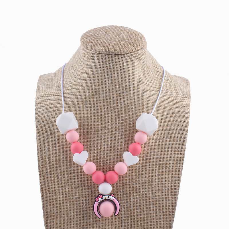 Amazon AliExpress al por mayor de silicona collar de cuentas de bricolaje auto-diseñado de joyería de grado alimenticio mordedura de bebé de molienda