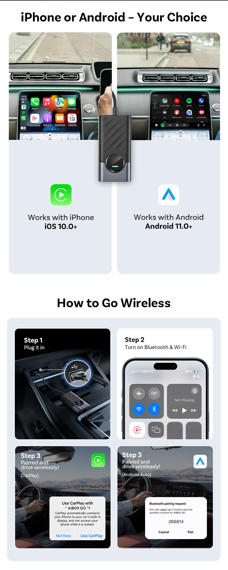 Cross-Border Wired to Wireless Carplay Box Android Auto Car-Machine Interconnection Module Carplay Box