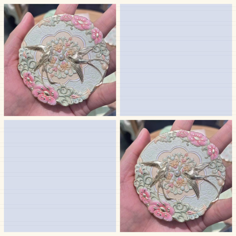 西安博物院物文创化妆镜云雀镜高颜值国风自制收藏宫廷化妆随身镜|undefined