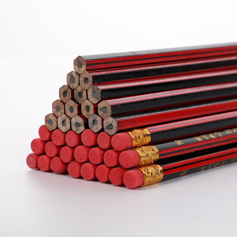 Red and black strip red Rod children's HB pencil good wood classic film Red painting sketch pencil school supplies Red and black strip red Rod children's HB pencil good wood classic film Red painting sketch pencil school supplies