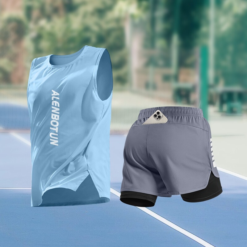 Men's summer running sports suit, new marathon training fitness clothing, professional quick-dry basketball vest and shorts
