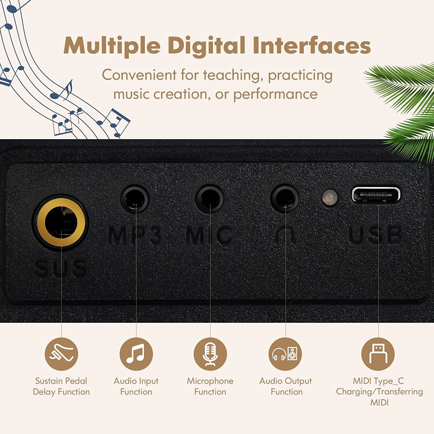 Teclado de piano electrónico portátil de 88 teclas, tamaño completo, semi-contrapesado, BX-16, piano eléctrico, pedal de sustain digital