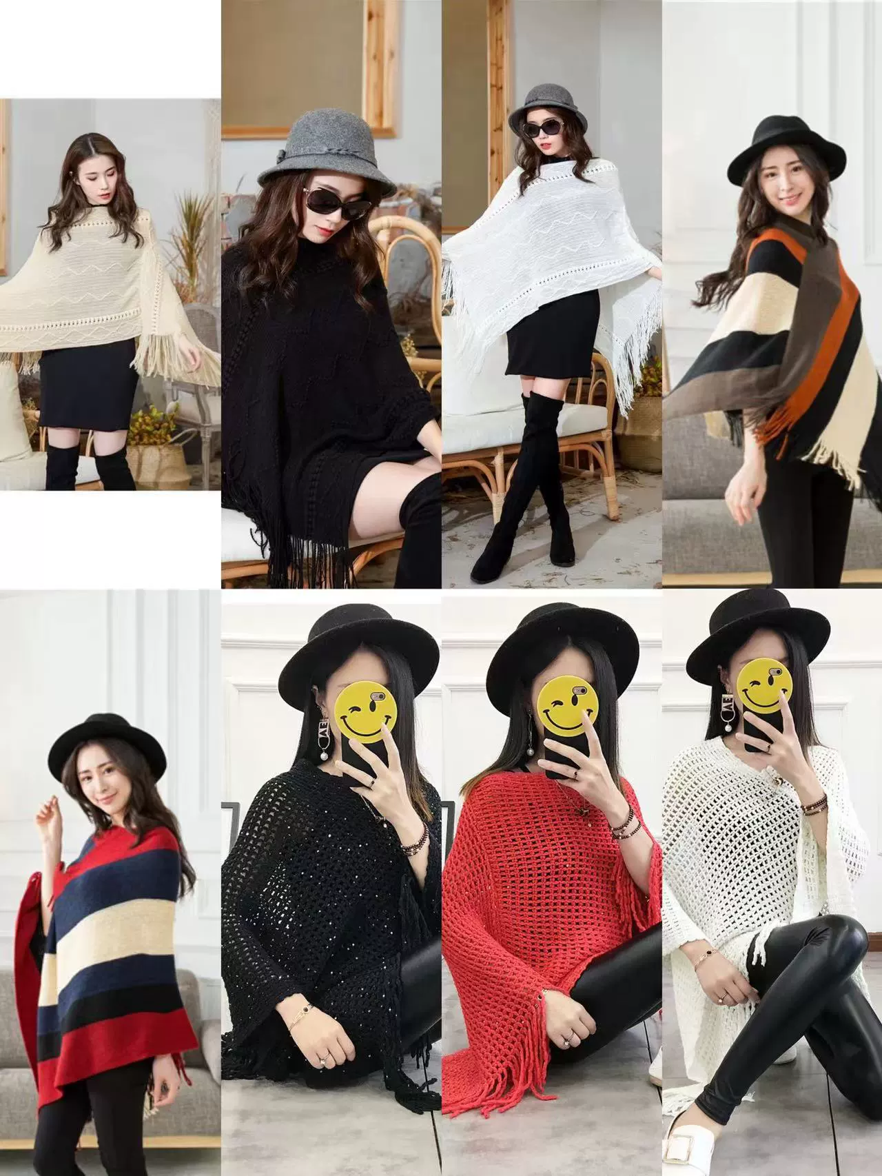 Ethnic trench coat, knitted cloak, summer set, scarf with tassels, long jacket for leisure
