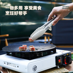 9寸12寸耐高溫防滑硅膠支架燒烤夾食物夾不鏽鋼防燙食品夾麵包夾