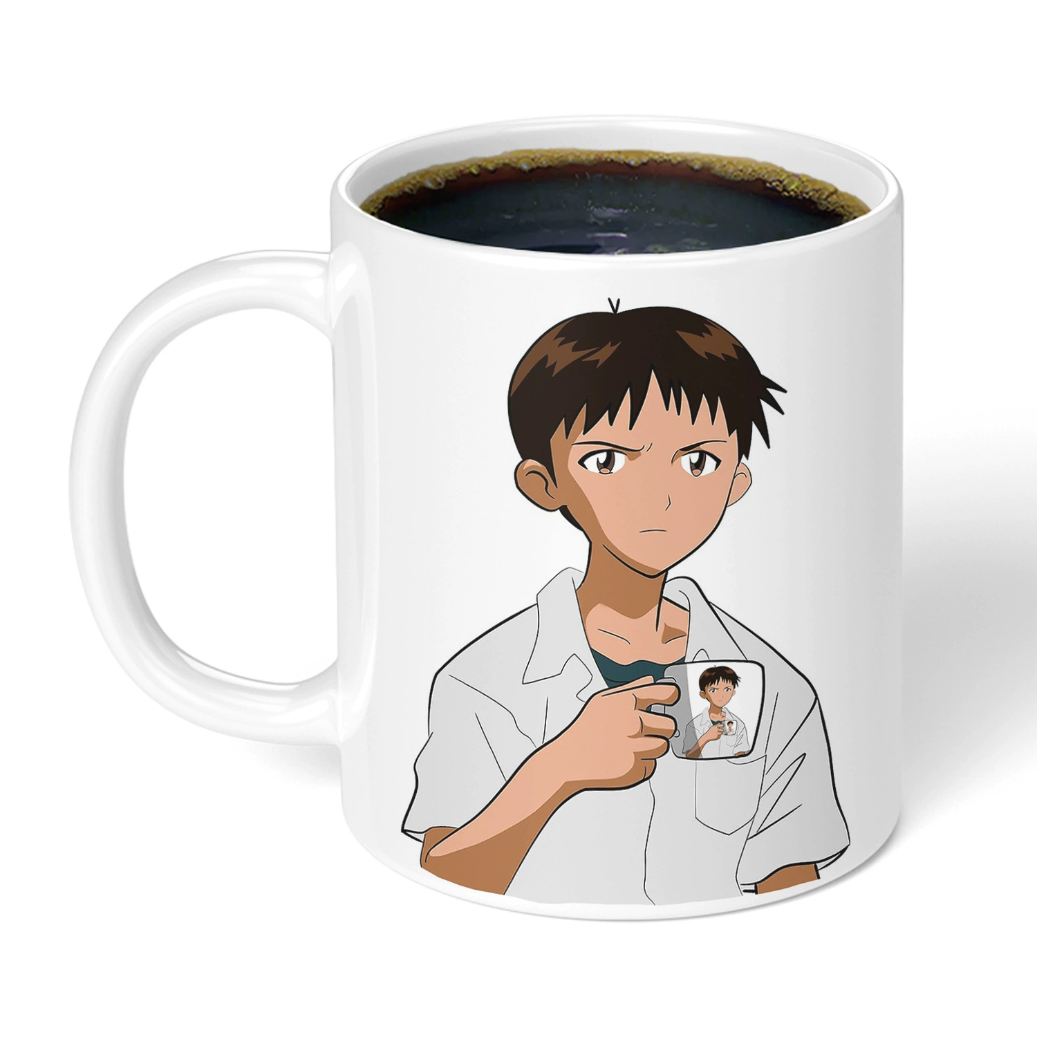 [Зарубежная японская аниме кружка Shinji, креативная кружка для завтрака/офиса, белая кружка, подарок для друга]
