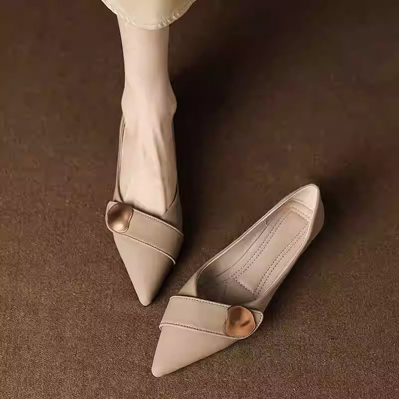 French-Style Pointed Toe Soft Leather Shoes, New Spring 2025 Shallow Comfortable Versatile Soft Sole Flat Shoes for Women