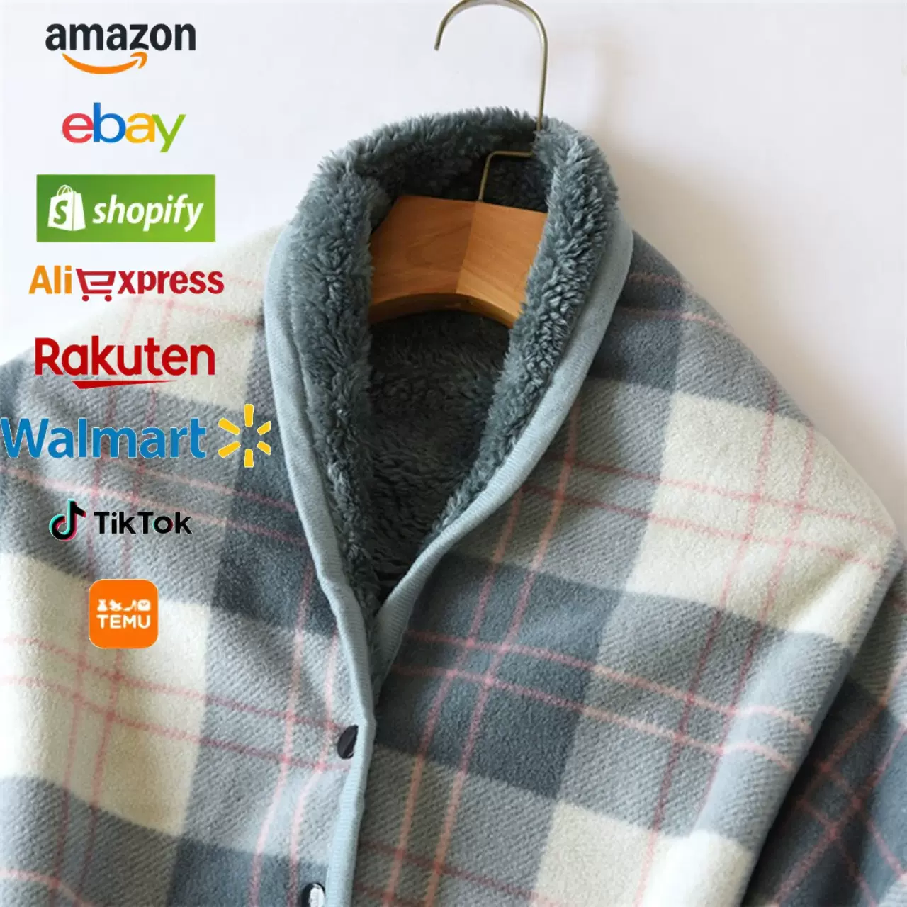 日韩秋冬保暖居家懒人披肩毯子办公室午睡毯双层毛绒盖毯格子