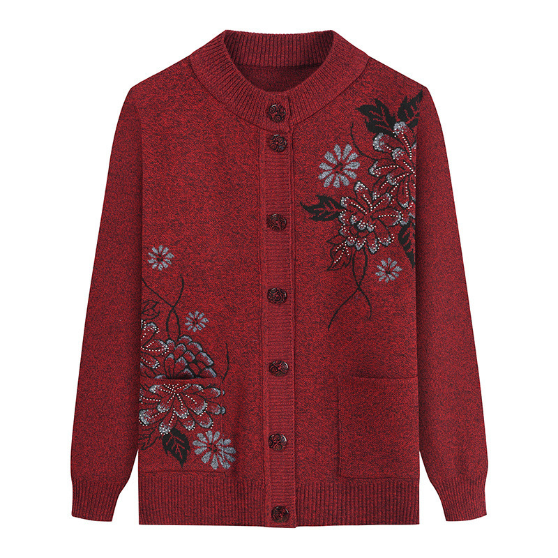 2025 New Middle-Aged and Elderly Women's Knitted Bottoming Shirts, Middle-Aged Mothers' Clothing, Autumn and Winter Long-Sleeved Sweaters, Export Export Tops